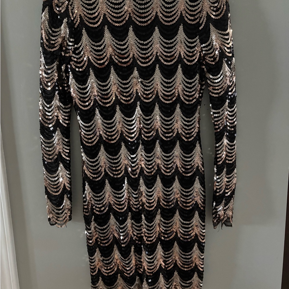 Charlotte Russe Black and Gold Long Sleeve Dress
